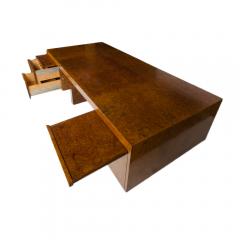 An imposing Mid Century burl wood and chrome executive desk by Pace circa 1970 - 1832693