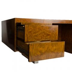 An imposing Mid Century burl wood and chrome executive desk by Pace circa 1970 - 1832712