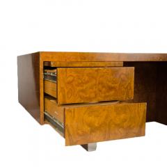 An imposing Mid Century burl wood and chrome executive desk by Pace circa 1970 - 1832715