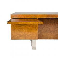 An imposing Mid Century burl wood and chrome executive desk by Pace circa 1970 - 1832716