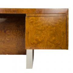 An imposing Mid Century burl wood and chrome executive desk by Pace circa 1970 - 1832727