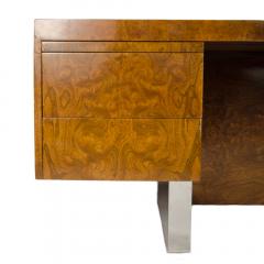 An imposing Mid Century burl wood and chrome executive desk by Pace circa 1970 - 1832728