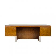 An imposing Mid Century burl wood and chrome executive desk by Pace circa 1970 - 1832738