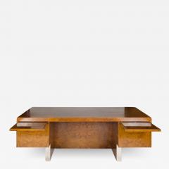 An imposing Mid Century burl wood and chrome executive desk by Pace circa 1970 - 1834274