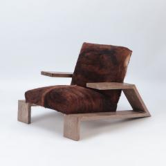 An imposing pair of cerused oak armchairs with cow skin upholstery Contemporary - 2683870