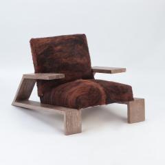 An imposing pair of cerused oak armchairs with cow skin upholstery Contemporary - 2683871