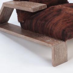 An imposing pair of cerused oak armchairs with cow skin upholstery Contemporary - 2683872
