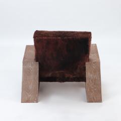 An imposing pair of cerused oak armchairs with cow skin upholstery Contemporary - 2683874