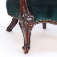 An imposing velvet upholstered library armchair with continuous arm 19th C  - 2381266