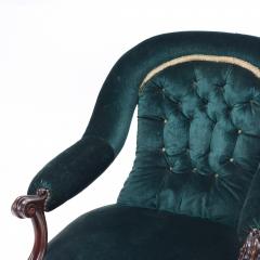 An imposing velvet upholstered library armchair with continuous arm 19th C  - 2381268