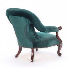 An imposing velvet upholstered library armchair with continuous arm 19th C  - 2381271