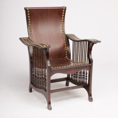 An impressive late 19th Century American mahogany and brass library armchair - 1660943
