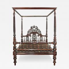 An impressive sissoo wood Anglo Indian four poster bed - 3251834