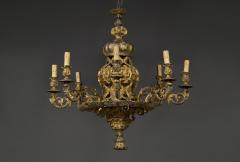 An interesting gilt tole Eight arm chandelier with faux lace ruff  - 3906439