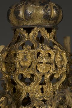 An interesting gilt tole Eight arm chandelier with faux lace ruff  - 3906445