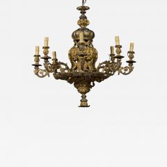 An interesting gilt tole Eight arm chandelier with faux lace ruff  - 3908805