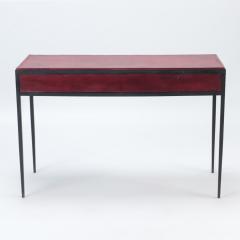 An iron and burgundy leather writing desk Contemporary - 2683376