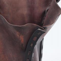 An iron and leather waste basket in the manner of Jean Michel Frank  - 4155049