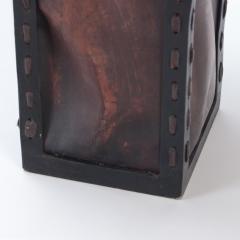 An iron and leather waste basket in the manner of Jean Michel Frank  - 4155050