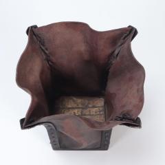 An iron and leather waste basket in the manner of Jean Michel Frank  - 4155051