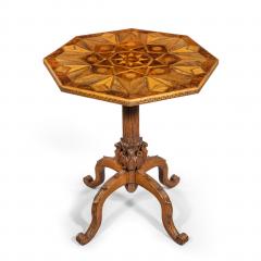 An octagonal indigenous specimen wood marquetry table - 2157639
