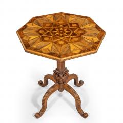 An octagonal indigenous specimen wood marquetry table - 2157641