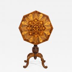 An octagonal indigenous specimen wood marquetry table - 2158490