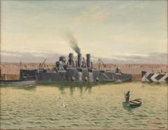 An oil on canvas by R G Thurgood HM Cruiser Vindictive April 1918 - 1045588