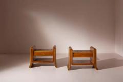 An organic pair of bedside tables made of teak Italy 1930s - 3626904