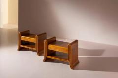 An organic pair of bedside tables made of teak Italy 1930s - 3626907