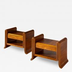 An organic pair of bedside tables made of teak Italy 1930s - 3661119