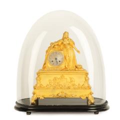 An ormolu mantel clock with Queen Victoria in medieval dress by Monroux 1832 - 3741395