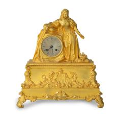 An ormolu mantel clock with Queen Victoria in medieval dress by Monroux 1832 - 3741396