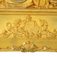 An ormolu mantel clock with Queen Victoria in medieval dress by Monroux 1832 - 3741402