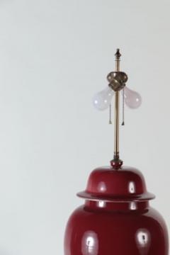 An oxblood vase table lamp on wooden base circa 1970s - 2170118