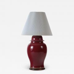 An oxblood vase table lamp on wooden base circa 1970s - 2170603