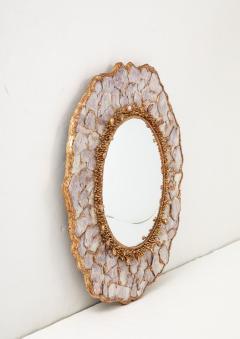 An unique artist mirror Made of Mica and gilded resin  - 3457515