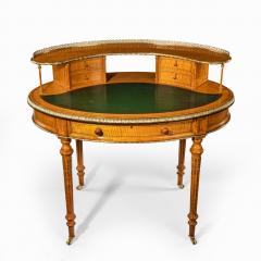 An unusual Victorian freestanding oval satinwood desk - 1629657