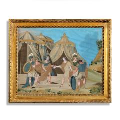 An unusual pair of Italian silk embroidery and gouache painted paper pictures - 1432457