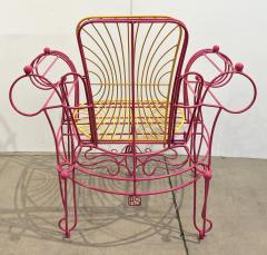 Anacleto Spazzapan 1990s Spazzapan Italian Pop Art Pair of Pink Yellow Metal Armchairs Sculptures - 3400081