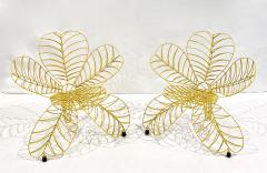 Anacleto Spazzapan 1990s Spazzapan Italian Pop Art Pair of Yellow Metal Flower Armchairs Sculptures - 2737721