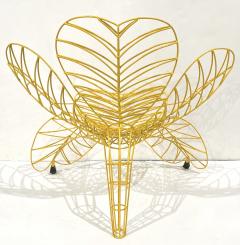 Anacleto Spazzapan 1990s Spazzapan Italian Pop Art Pair of Yellow Metal Flower Armchairs Sculptures - 2737722