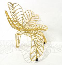 Anacleto Spazzapan 1990s Spazzapan Italian Pop Art Pair of Yellow Metal Flower Armchairs Sculptures - 2737724