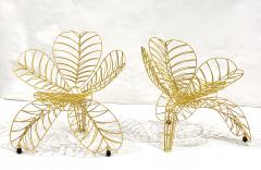 Anacleto Spazzapan 1990s Spazzapan Italian Pop Art Pair of Yellow Metal Flower Armchairs Sculptures - 2737730