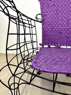 Anacleto Spazzapan Spazzapan Italian Post Modern Pop Art Black Metal Armchair And Fabric Seat Cover - 3344607