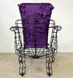 Anacleto Spazzapan Spazzapan Italian Post Modern Pop Art Black Metal Armchair And Fabric Seat Cover - 3344609