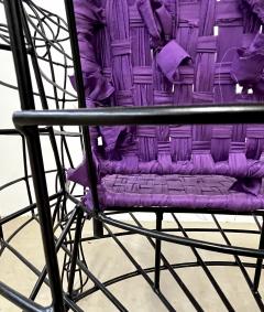 Anacleto Spazzapan Spazzapan Italian Post Modern Pop Art Black Metal Armchair And Fabric Seat Cover - 3344612