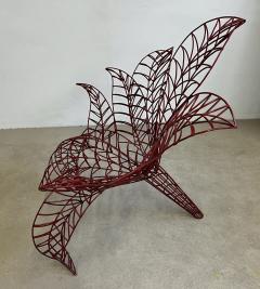 Anacleto Spazzapan Spazzapan Italian Post Modern Pop Art Bordeaux Flower Metal Sculpture Armchair - 3343257