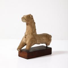 Ancient Egyptian Ceramic Sculpture of a Boetian Horse on Wood Plinth Base - 3752311