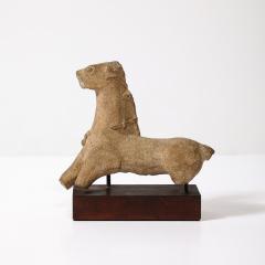 Ancient Egyptian Ceramic Sculpture of a Boetian Horse on Wood Plinth Base - 3752312